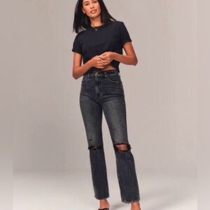 ABERCROMBIE & FITCH Ultra High Rise Ankle Straight Jeans